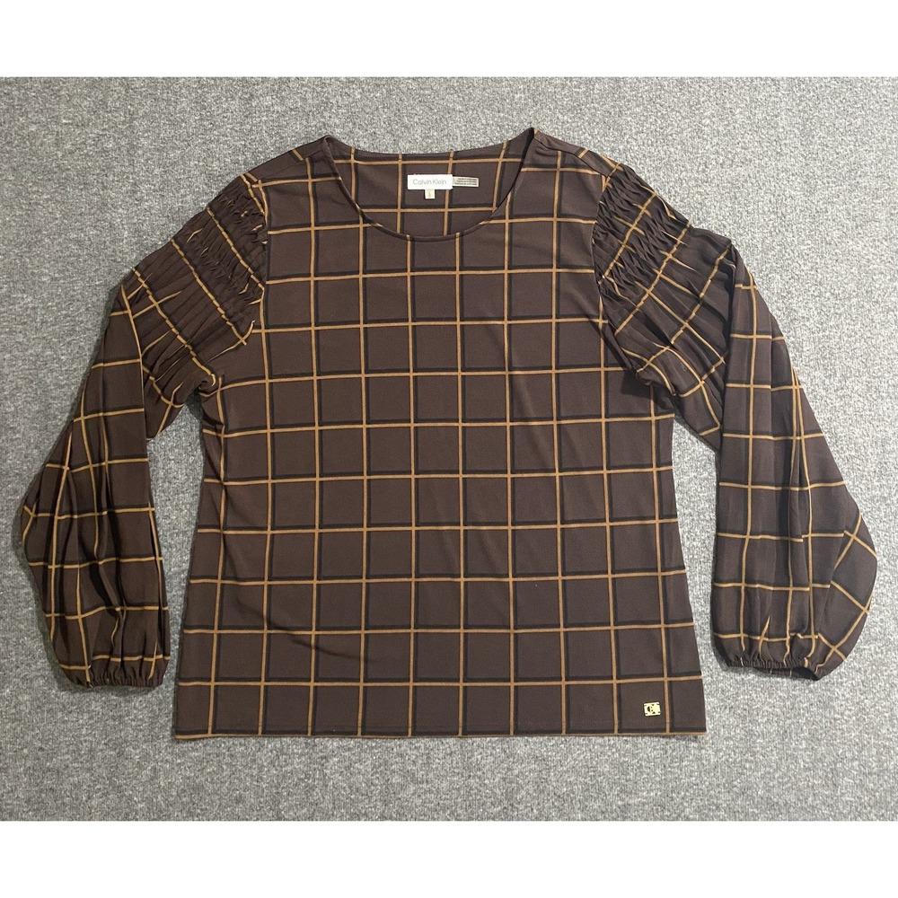 Calvin Klein Maroon Long Sleeve Blouse Size L